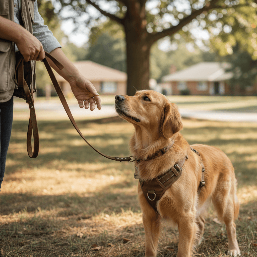 Loose-leash walking practice in a Toronto park